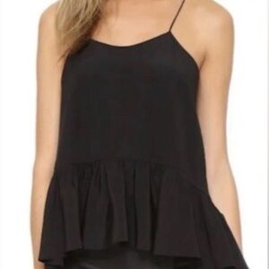 Pink Rose Black Ruffled Camisole
